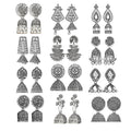 Fashion Frill Earring For Women Floral Silver Oxidised Small Earring For Women And Girls Pair Of 12