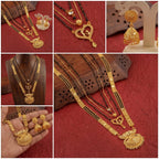 Mangalsutra Combo Deal Gold Plated Necklace Pandent Mangalsutra 30 Inch And 18 Inch Combo Pack With Earring for Women (Pack of 5)
