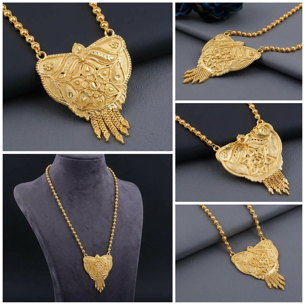 Traditional Gold plated Ki Mala Design With Moti Chen Ladi Long Mangalsutra