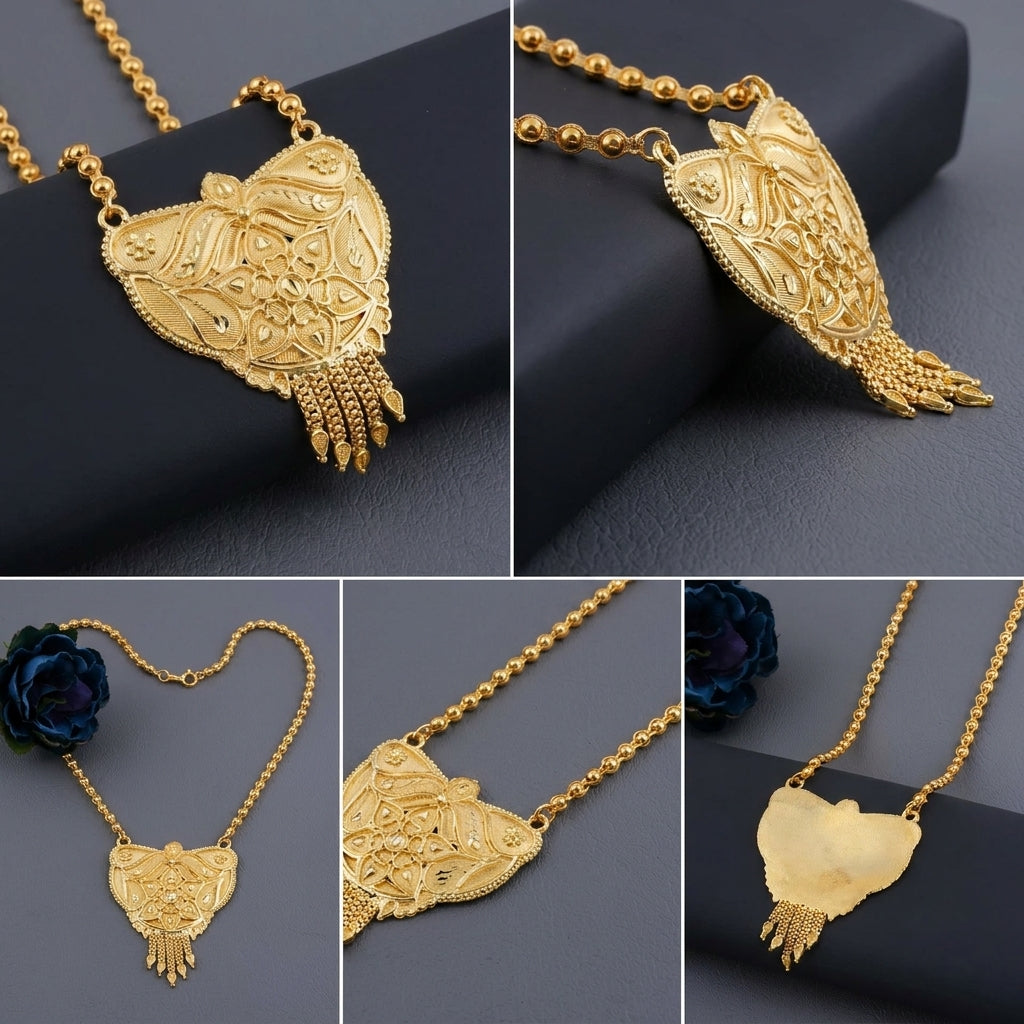 Traditional Gold plated Ki Mala Design With Moti Chen Ladi Long Mangalsutra