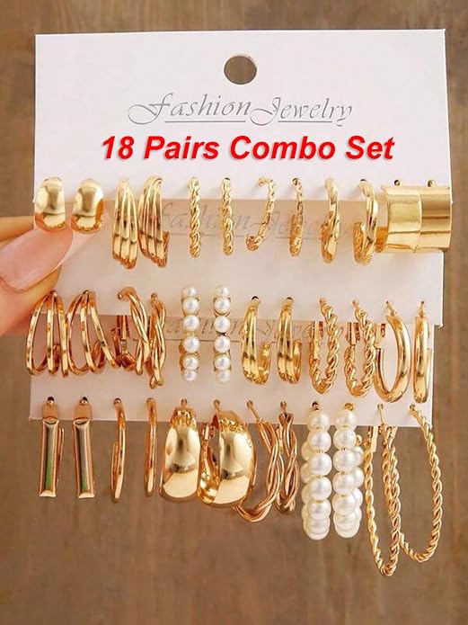 Shining Diva Fashion 18 Pairs Combo Earring Set Latest Stylish Western Earrings for Women and Girls